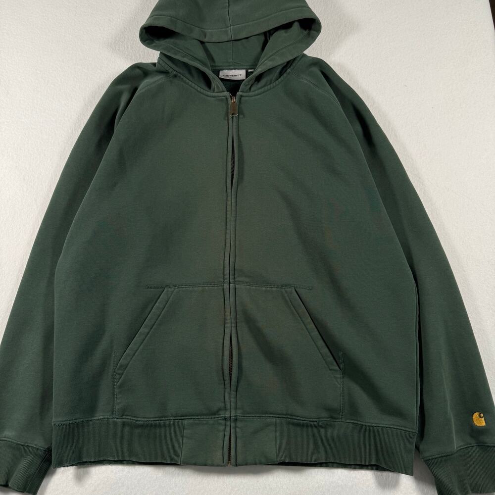 Carhartt WIP Hooded Chase Jacket Green Zip Up Mens Size XL
